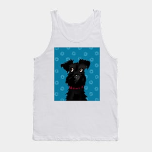 Black Miniature Schnauzer Dog with Blue Daisies Tank Top